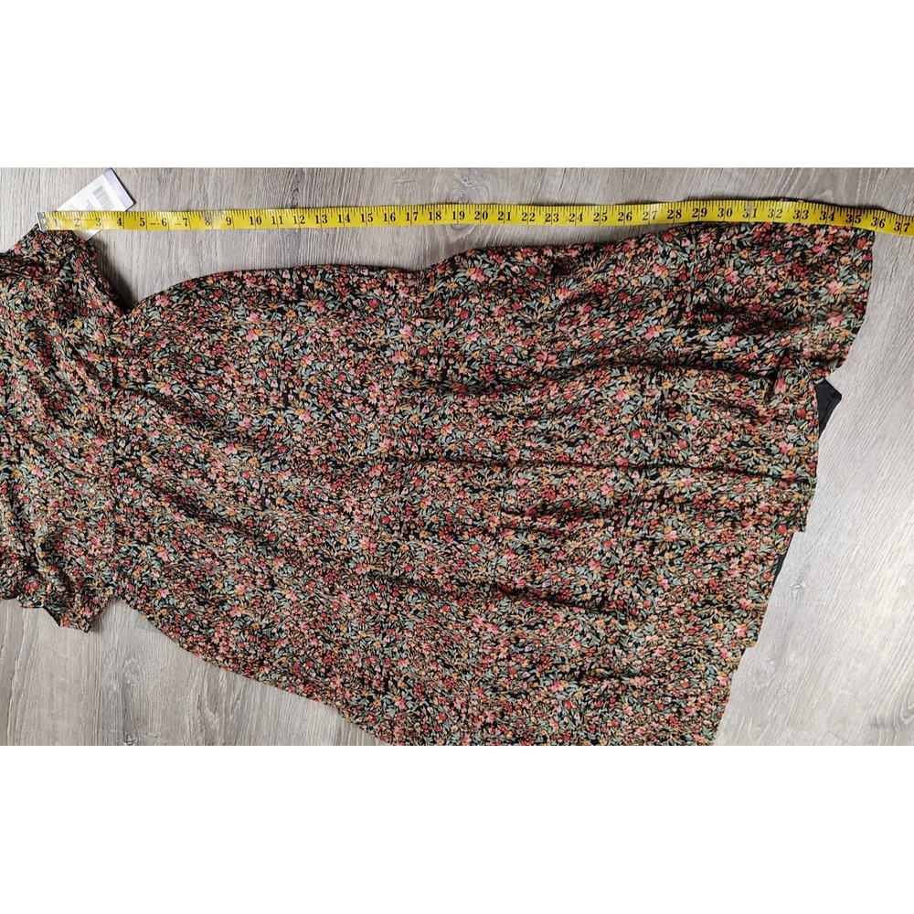 BB DAKOTA‎ Steve Madden Floral Chiffon Tiered Dress Ruffle Trim Tie Neck XXL - Picture 10 of 14